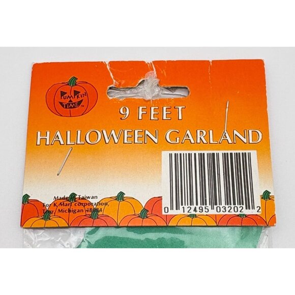 Vintage Halloween Garland 9 Feet Witch & Bats Design Green Pumpkin Time Paper - Picture 6 of 6